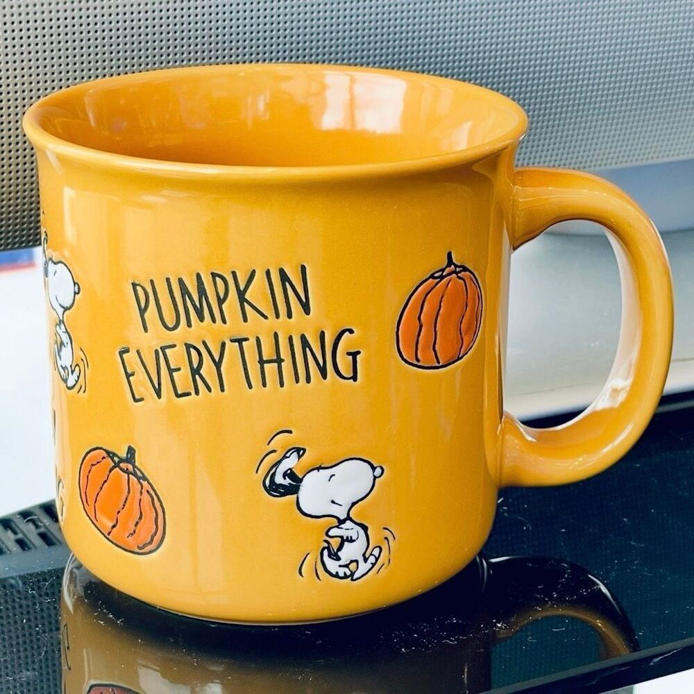 NWT Gorgeous Peanuts Snoopy PUMPKIN EVERYTHING Fall Oversized Orange Jumbo Mug